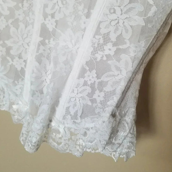 VINTAGE La Vie En Rose Satin Lace Bustier Corset White  36B - Picture 8 of 12